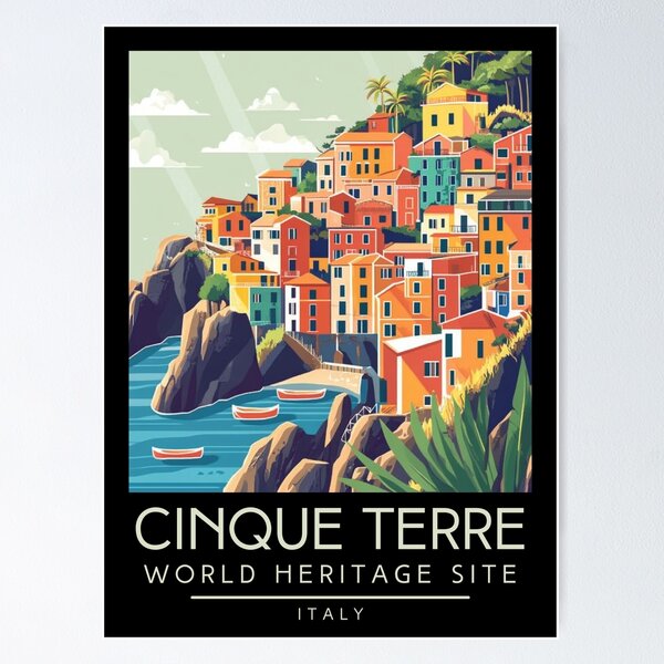 Item preview, A Vintage Travel Art of Cinque Terre - Italy  designed and sold by GoodOldVintage.