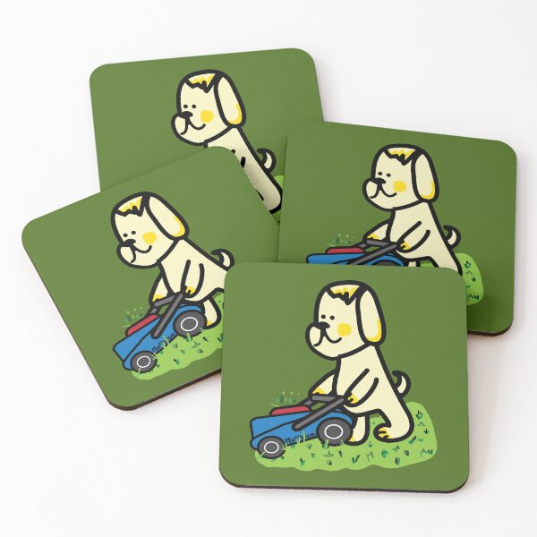 Item preview, Lawn mowing puff the dog doing chores designed and sold by fluffyfamcraft.