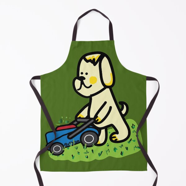 Item preview, Lawn mowing puff the dog doing chores designed and sold by fluffyfamcraft.