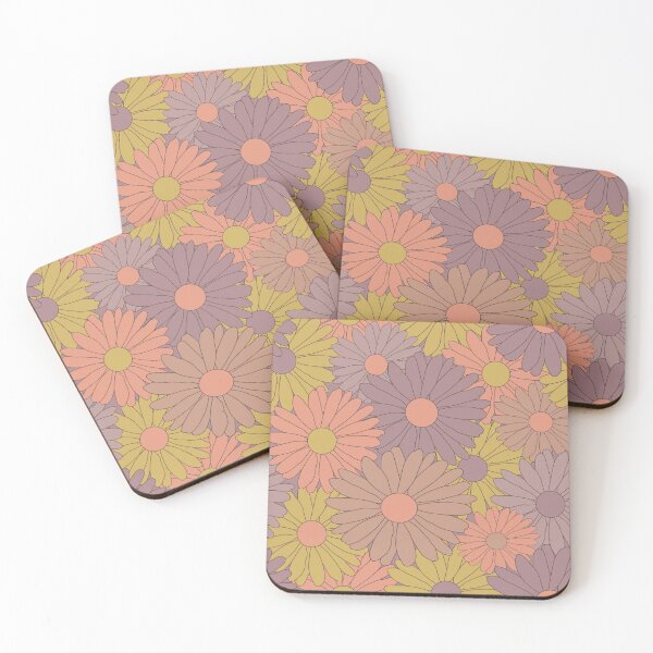Item preview, Retro Ochre Yellow, Dusky purple, Coral flower power designed and sold by Djarainj.