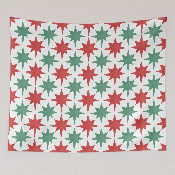 Item preview, Textured eight point Xmas star green red designed and sold by FrancesPoff.