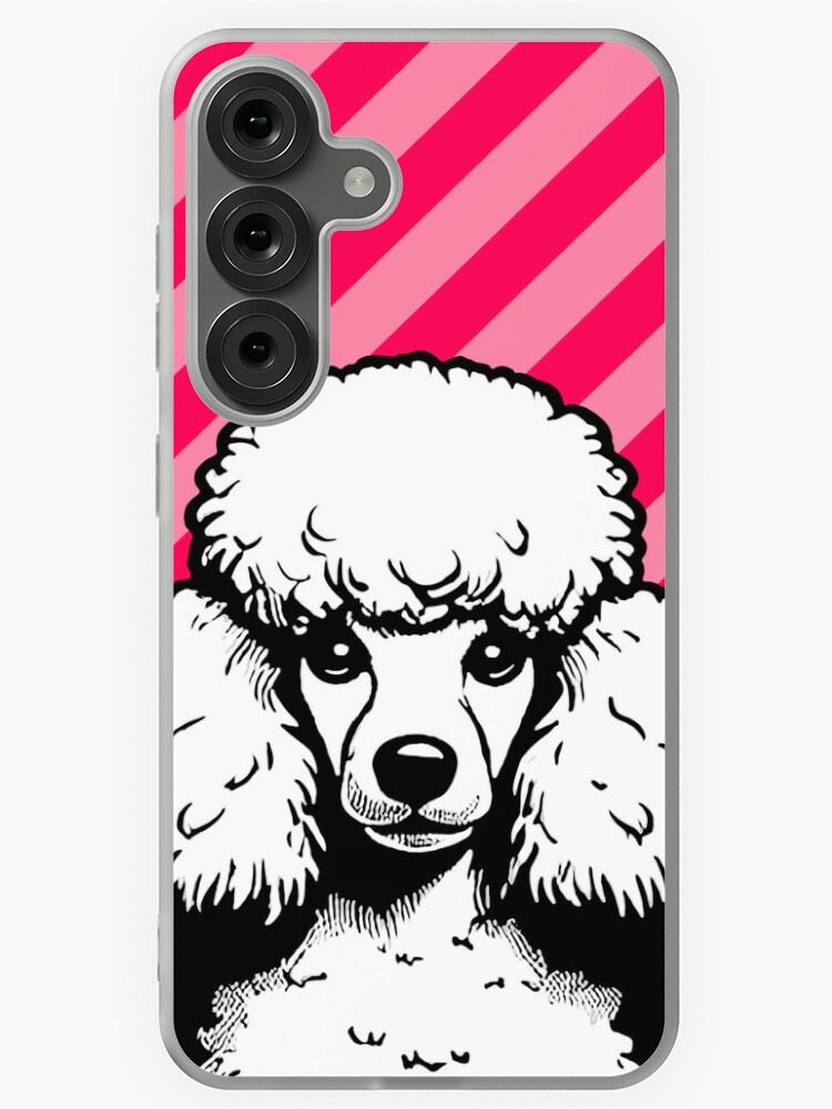 Thumbnail 1 of 4, Samsung Galaxy Phone Case, Pop Art Poodle Pink On Pink Stripes designed and sold by K9ish.