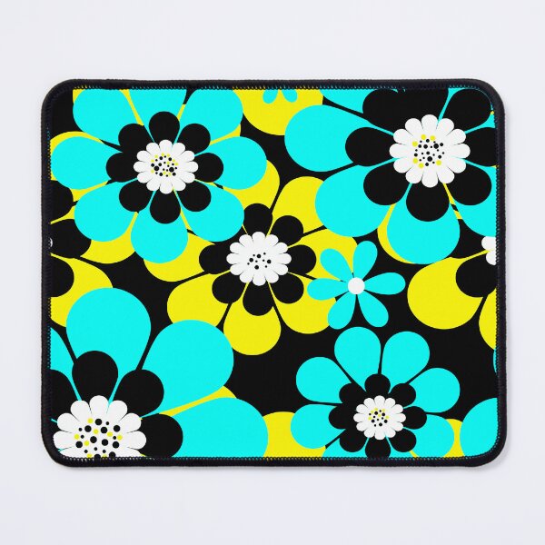 Item preview, Floral bright neon pattern turquoise and green flowers designed and sold by fuzzyfox.