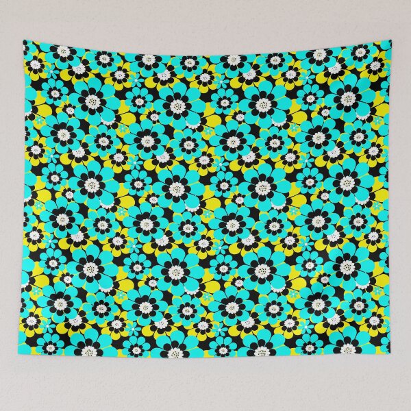 Item preview, Floral bright neon pattern turquoise and green flowers designed and sold by fuzzyfox.