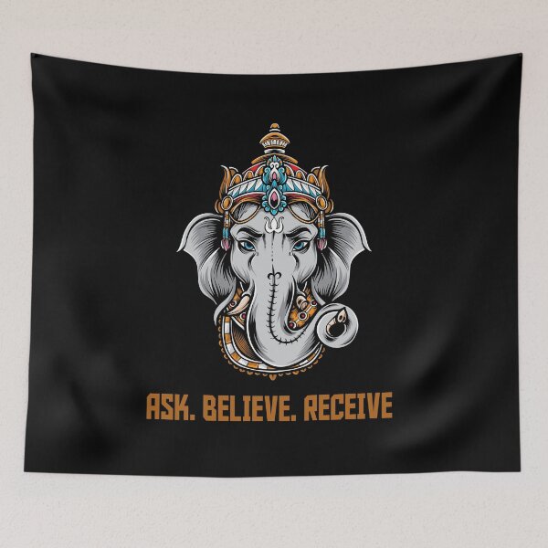 Item preview, Lord Ganesha Ask Believe Receive T-Shirt designed and sold by Manifest-Style.