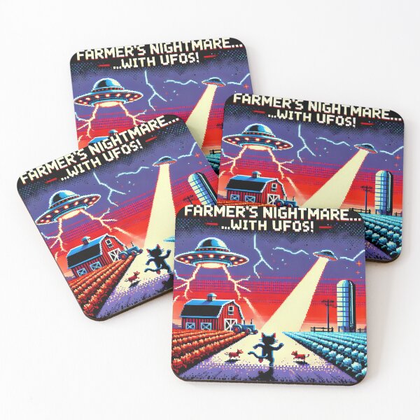 Item preview, Cat UFO Selfie: Red Planet (pixel art,cat alien,,farmer´s nightmare) designed and sold by TrippyBunnyShop.