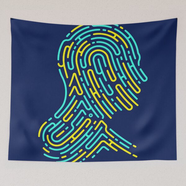 Item preview, mental health digital forensics man head shape fingerprint pattern designed and sold by NiamLab.