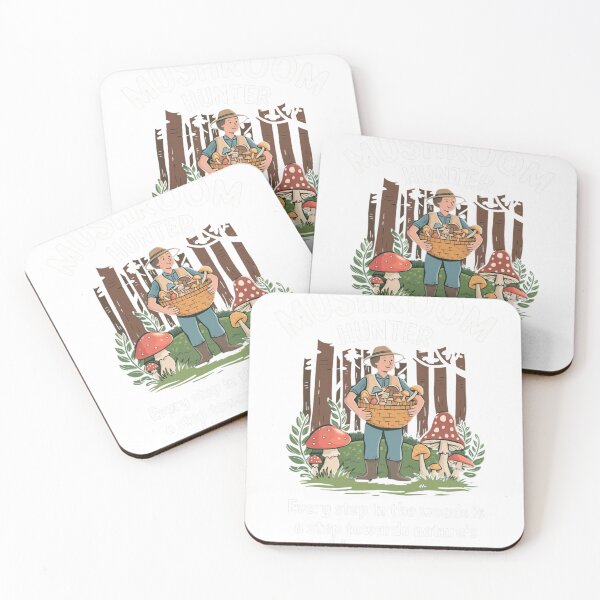 Item preview, Mushroom Hunter in Forest Illustration - Nature's Hidden Treasures Quote designed and sold by gk-creations.