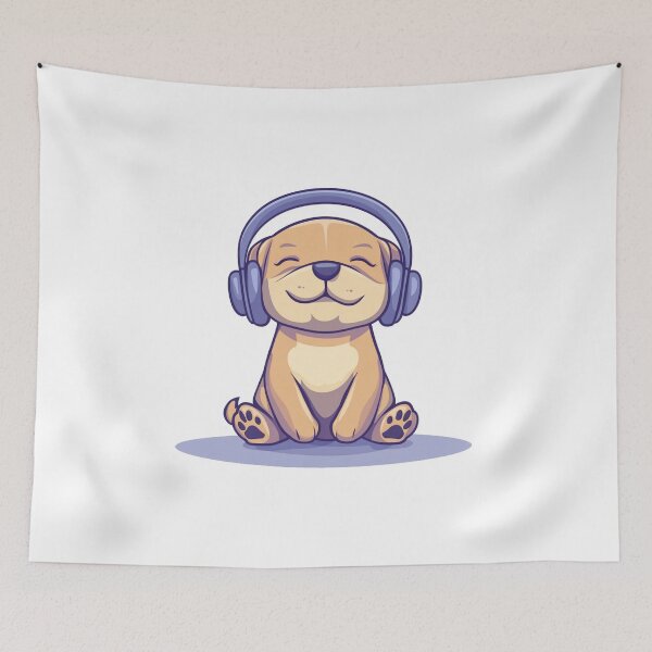 Item preview, Relaxing Dog Listening to Music T-Shirt - Cute Cartoon Animal Design - Perfect for Music Lovers & Chill Vibes designed and sold by PheonixTHShop.