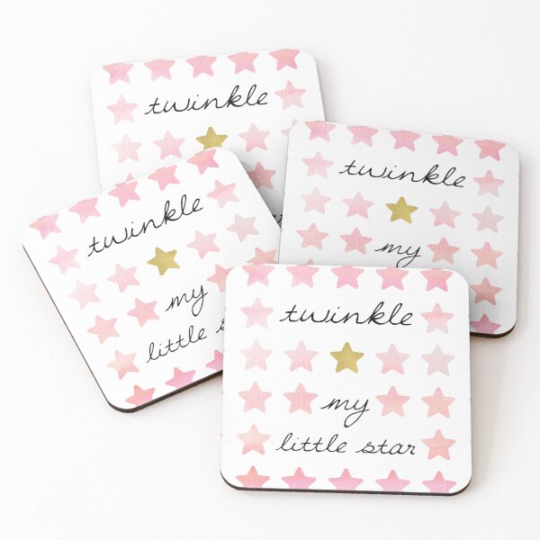 Item preview, Baby Girl Child Twinkle Twinkle Little Star Pink Gold Watercolor Bedroom  designed and sold by PaintedRose.