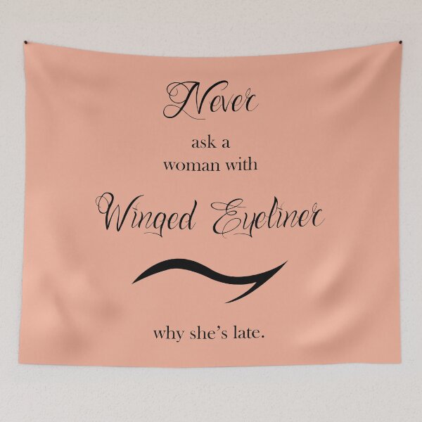 Item preview, Winged Eyeliner Beauty Makeup Pink Peach Funny Girl Woman designed and sold by PaintedRose.