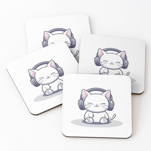 Item preview, Relaxing Cat Listening to Music T-Shirt - Cute Cartoon Animal Design - Perfect for Music Lovers & Chill Vibes designed and sold by PheonixTHShop.