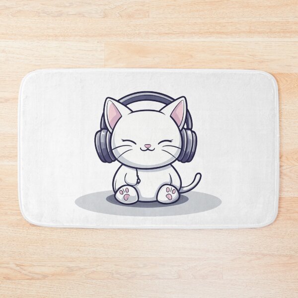 Item preview, Relaxing Cat Listening to Music T-Shirt - Cute Cartoon Animal Design - Perfect for Music Lovers & Chill Vibes designed and sold by PheonixTHShop.
