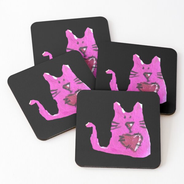 Item preview, Pink cat black background  designed and sold by Lauracolleen3.