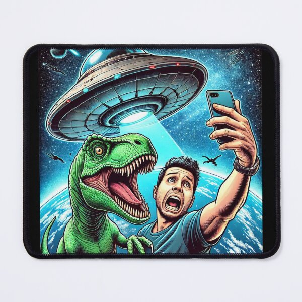 Item preview, Dino UFO Selfie: Alien Encounter designed and sold by TrippyBunnyShop.