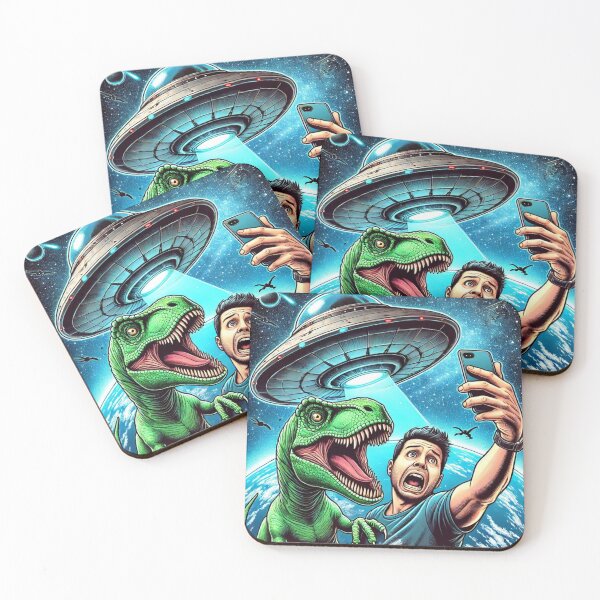 Item preview, Dino UFO Selfie: Alien Encounter designed and sold by TrippyBunnyShop.