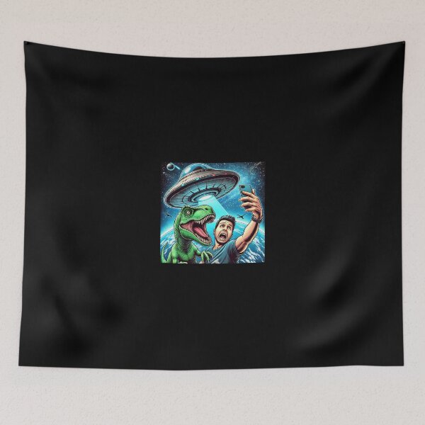Item preview, Dino UFO Selfie: Alien Encounter designed and sold by TrippyBunnyShop.