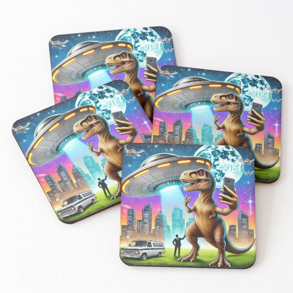 Item preview, Dino UFO Selfie: Alien Encounter designed and sold by TrippyBunnyShop.
