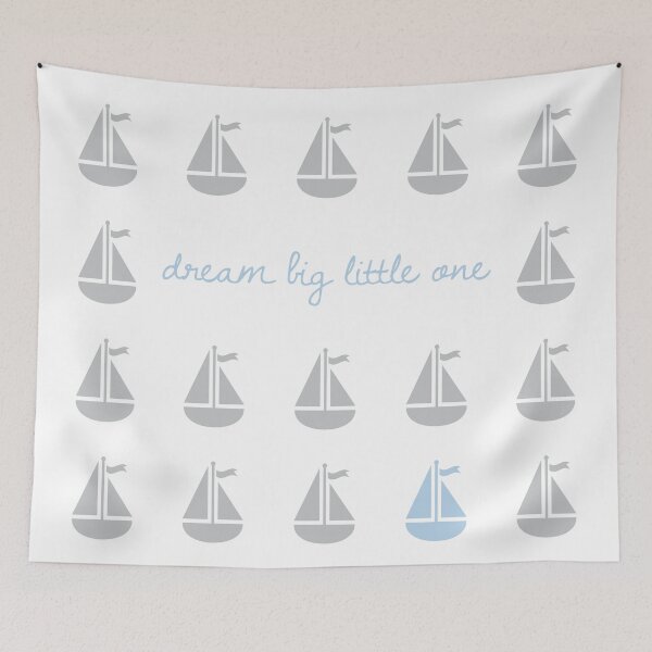 Item preview, Dream Big Baby Boy Child Sailboat Nautical Blue Gray  designed and sold by PaintedRose.