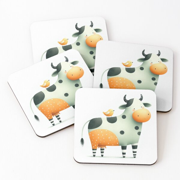 Item preview, A whimsical illustration of cute cow designed and sold by Beyondnote-Art.