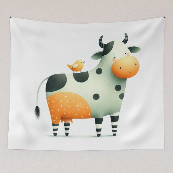 Item preview, A whimsical illustration of cute cow designed and sold by Beyondnote-Art.
