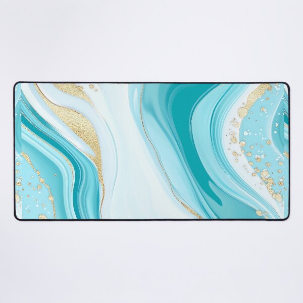 Item preview, Elegant Turquoise Marble Texture With Gold Glitter Lines designed and sold by GoldenTealArts.
