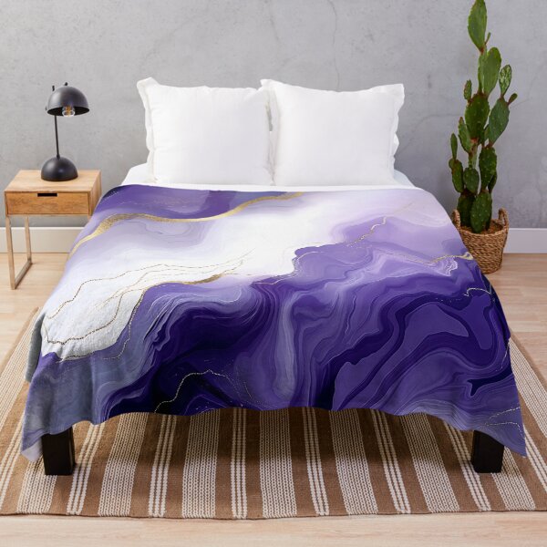 Item preview, Purple And White Marble With Gold Veins Abstract Design designed and sold by GoldenTealArts.