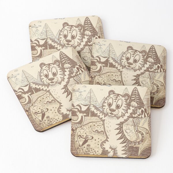 Item preview, Kawaii tiger Whimsical Wild Life Abstract Vintage Zentangle Art designed and sold by Witty Shirts.