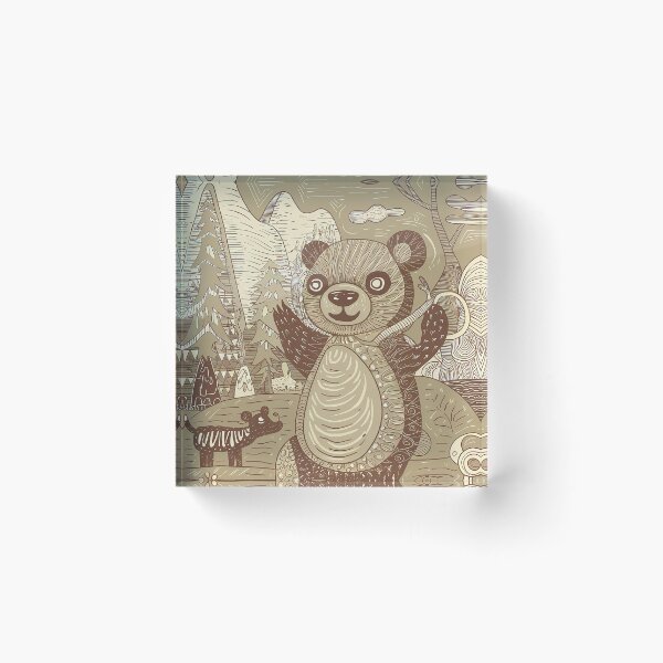 Item preview, Kawaii Bear Whimsical Wild Life Abstract Vintage Zentangle Art designed and sold by Witty Shirts.