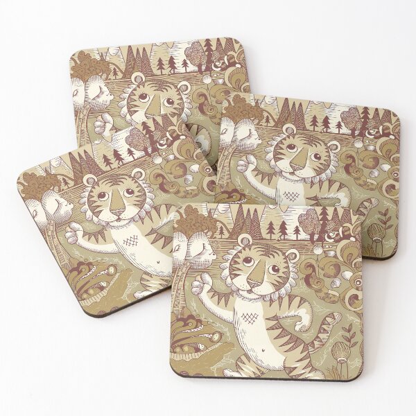 Item preview, Kawaii Tiger Whimsical Wild Life Abstract Vintage Zentangle Art designed and sold by Witty Shirts.