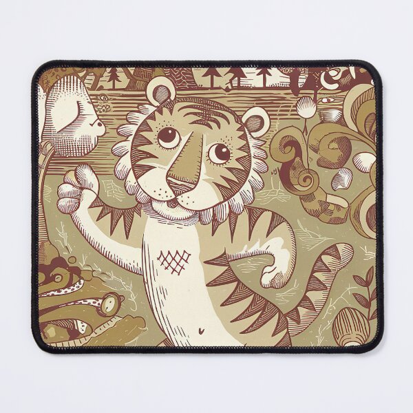 Item preview, Kawaii Tiger Whimsical Wild Life Abstract Vintage Zentangle Art designed and sold by Witty Shirts.