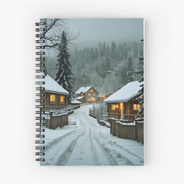 Item preview, Snowy Village at Dusk designed and sold by AntiqueWhiteArt.