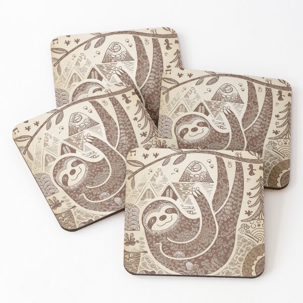 Item preview, Kawaii Sloth Whimsical Wild Life Abstract Vintage Zentangle Art designed and sold by Witty Shirts.