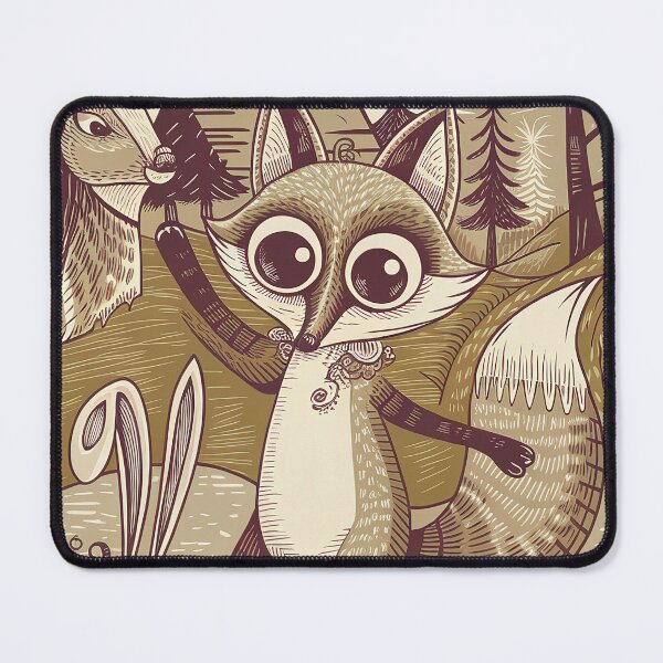Item preview, Kawaii Fox Whimsical Wild Life Abstract Vintage Zentangle Art designed and sold by Witty Shirts.