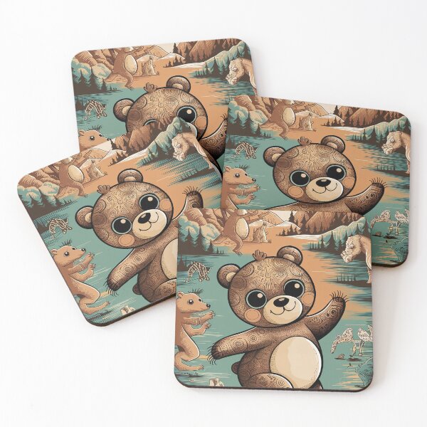 Item preview, Kawaii Bear Whimsical Wild Life Abstract Vintage Zentangle Art designed and sold by Witty Shirts.