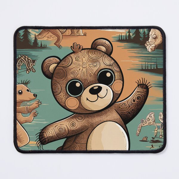 Item preview, Kawaii Bear Whimsical Wild Life Abstract Vintage Zentangle Art designed and sold by Witty Shirts.