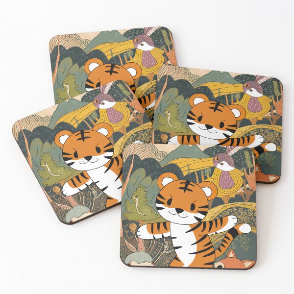 Item preview, Kawaii Tiger Whimsical Wild Life Abstract Vintage Zentangle Art designed and sold by Witty Shirts.