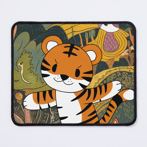 Item preview, Kawaii Tiger Whimsical Wild Life Abstract Vintage Zentangle Art designed and sold by Witty Shirts.
