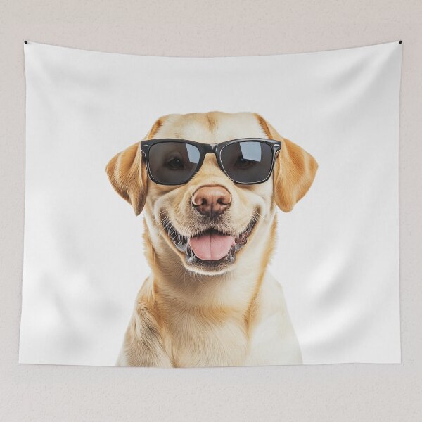 Item preview, Funny cool Yellow Labrador Retriever Dog wearing sunglasses designed and sold by LazyOwlStore.