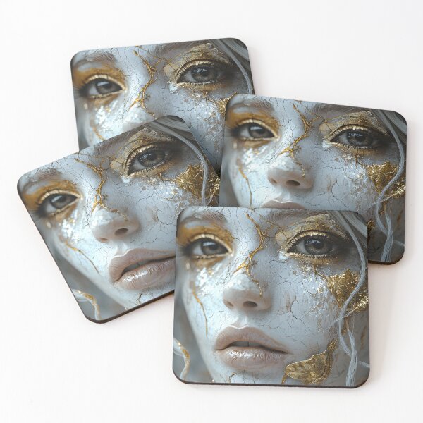 Item preview, Golden-cracked face with ethereal beauty art photo designed and sold by Artessie.