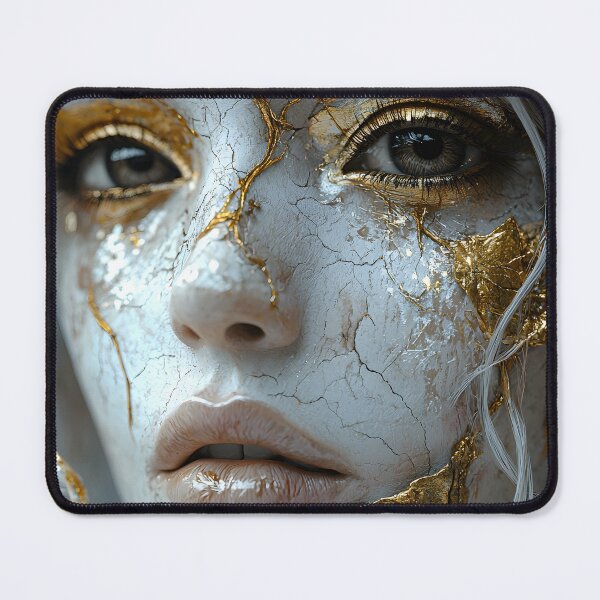 Item preview, Golden-cracked face with ethereal beauty art photo designed and sold by Artessie.