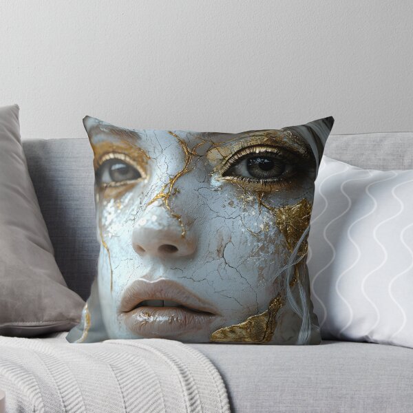 Item preview, Golden-cracked face with ethereal beauty art photo designed and sold by Artessie.