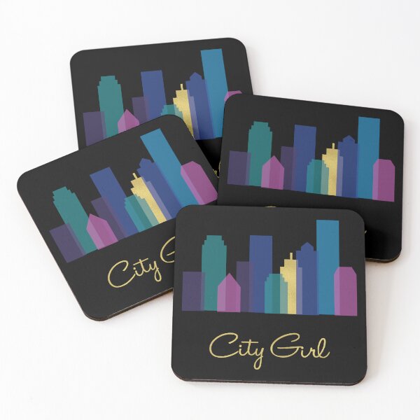 Item preview, City Girl Skyscraper Chic Posh Sex in the City Gold Blue Purple Pink designed and sold by PaintedRose.