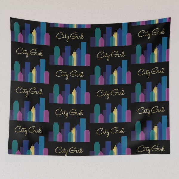 Item preview, City Girl Skyscraper Chic Posh Sex in the City Gold Blue Purple Pink designed and sold by PaintedRose.