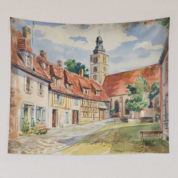 Item preview, Vintage French Village Travel bienvenue en france designed and sold by Tamas Das.