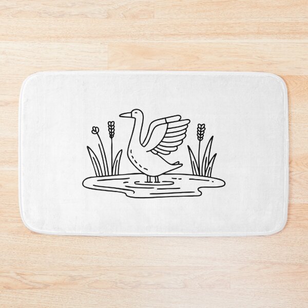Item preview, Goose spreading wings by a pond designed and sold by rasagamastore.
