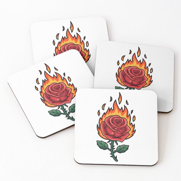 Item preview, Fiery Rose - Deep Red Bloom with Flames designed and sold by MonkiFlipp.