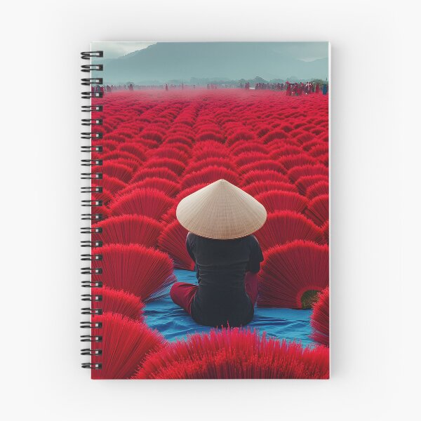 Item preview, Person amidst vibrant red incense sticks field scenery designed and sold by Artessie.