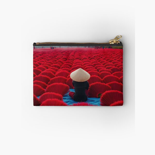 Item preview, Person amidst vibrant red incense sticks field scenery designed and sold by Artessie.