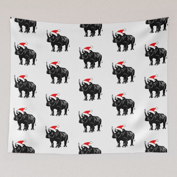 Item preview, Rhino in Christmas Hat designed and sold by JollyCritters.